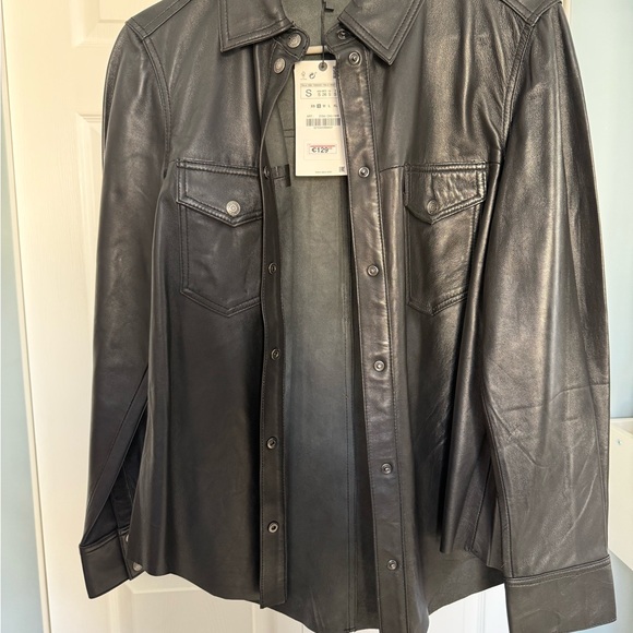 Zara Black Leather Shirt - Picture 2 of 7